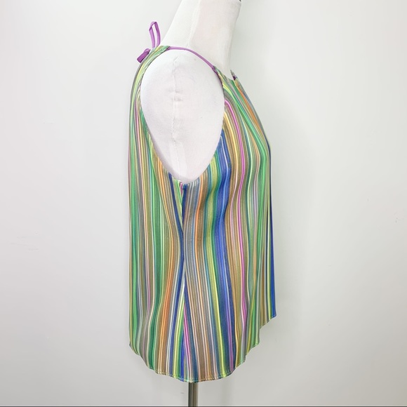 Drew Anthro Alina Sleeveless Top Rainbow Striped - Picture 4 of 11
